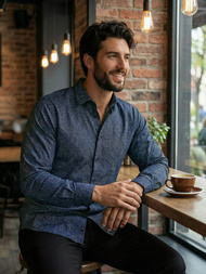 Koszula męska elegancka granatowa OZONEE V/V186Z