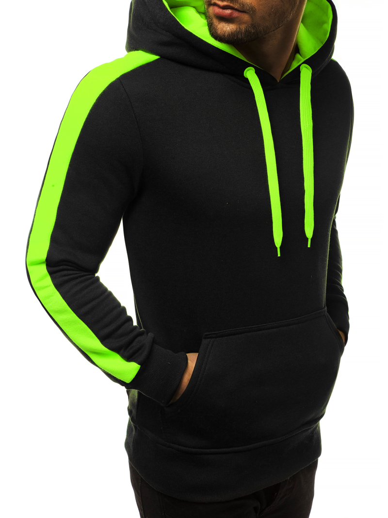 Bluza z kapturem męska czarno-seledynowa OZONEE JS/2012