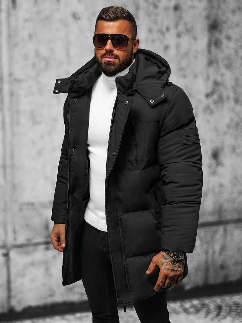 Kurtka zimowa męska pikowana czarna OZONEE JS/5M3118/392