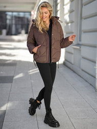 Kurtka zimowa damska pikowana czekoladowa OZONEE JS/5M3336/158