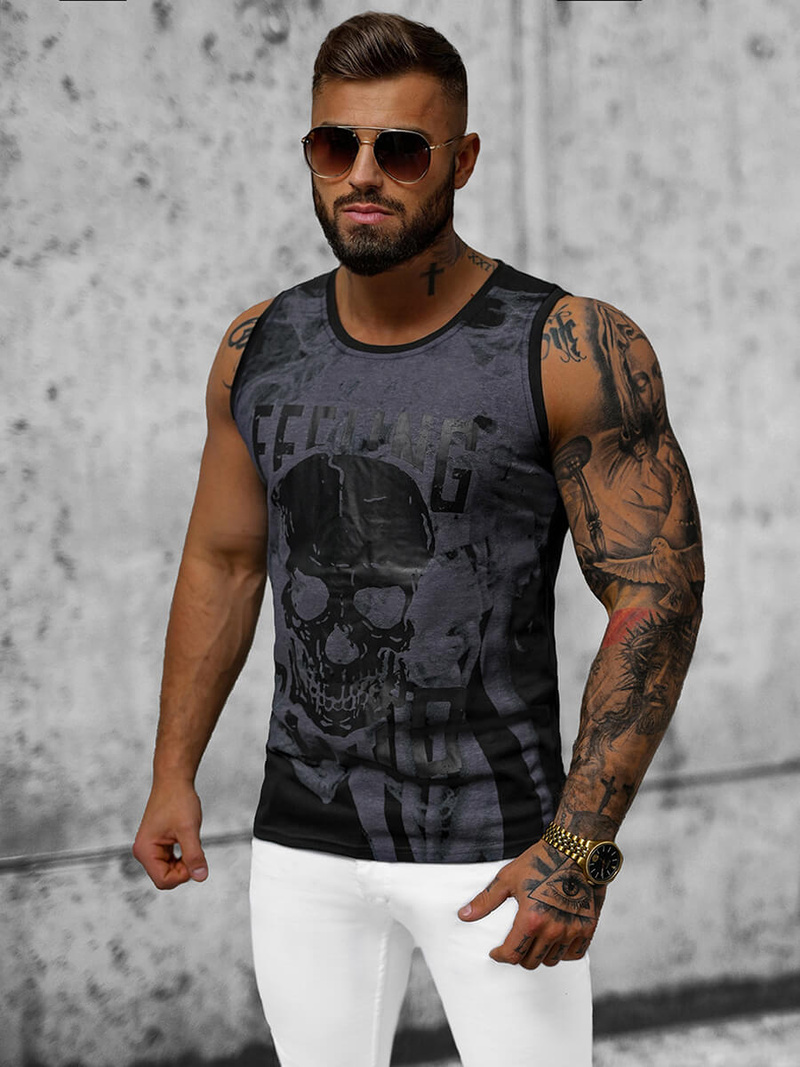 Koszulka bez rękawów męska czarna OZONEE O/T106/3