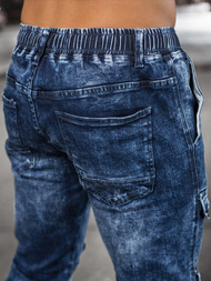 Spodnie jeansowe joggery męskie niebieskie OZONEE DR/TF070