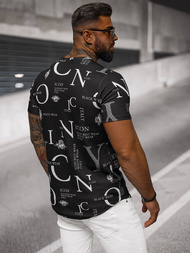 T-shirt męski z nadrukiem czarny OZONEE O/T6482