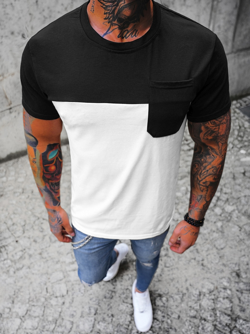 T-shirt męski czarno-biały OZONEE JS/8T91/1
