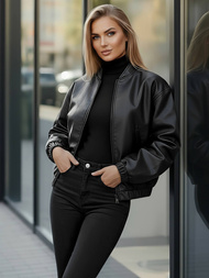 Kurtka skórzana damska czarna OZONEE JS/11Z8281