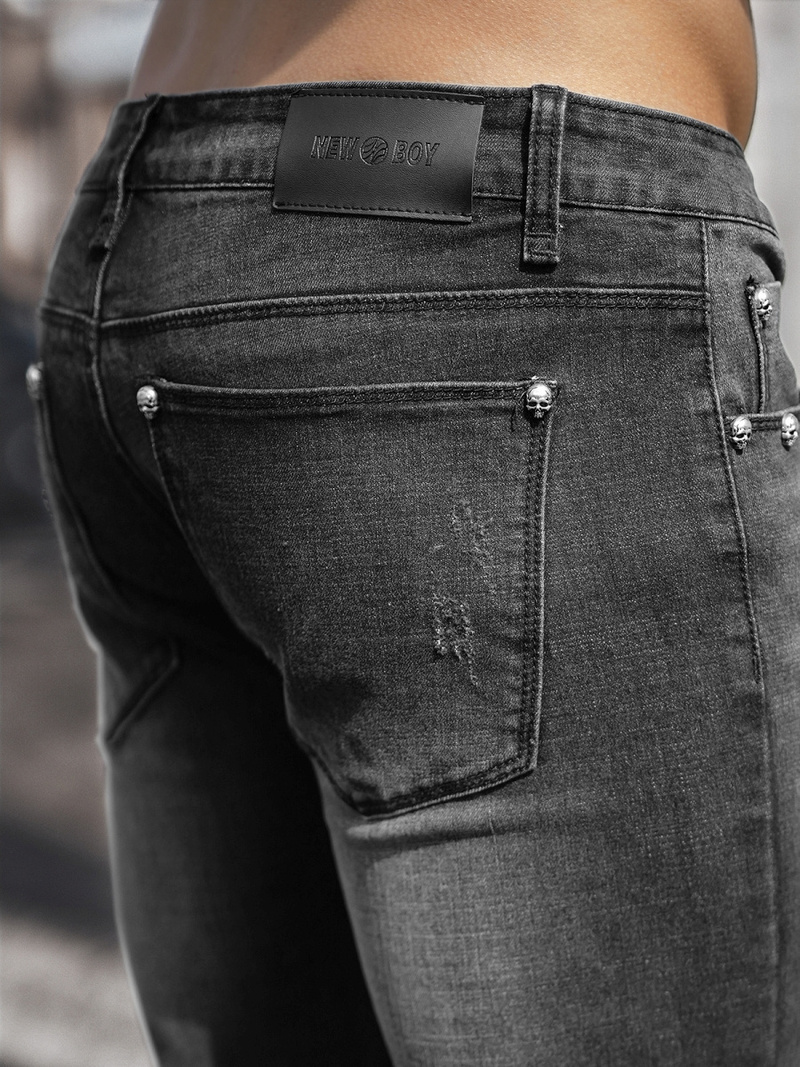 Spodnie jeansowe męskie czarne OZONEE NB/MP0057N