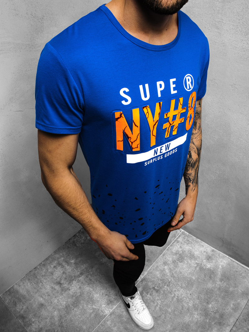 T-Shirt męski niebieski OZONEE JS/KS2028Z
