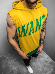 T-Shirt z kapturem męski żółty OZONEE B/60042Z