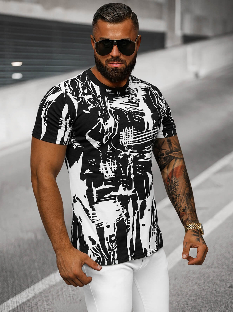 T-shirt męski czarny OZONEE O/T1276/3