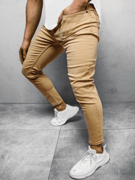 Spodnie jeansowe męskie beżowe OZONEE O/4643