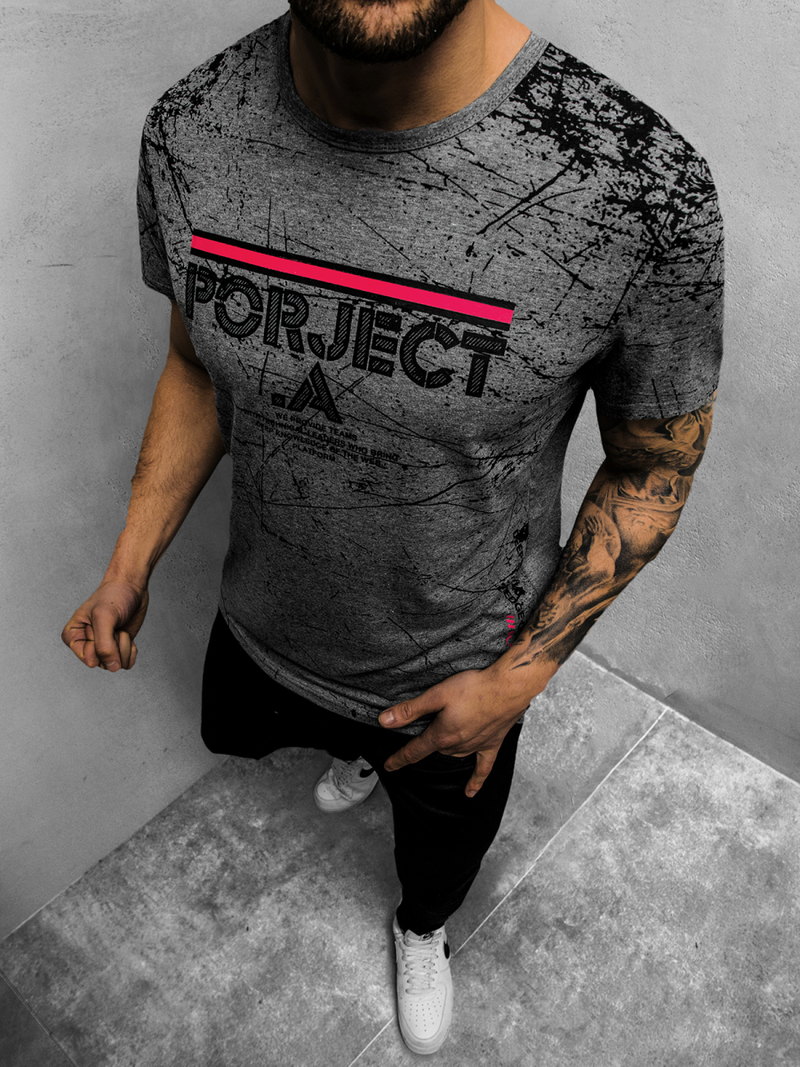 T-Shirt męski grafitowy OZONEE JS/SS10917Z