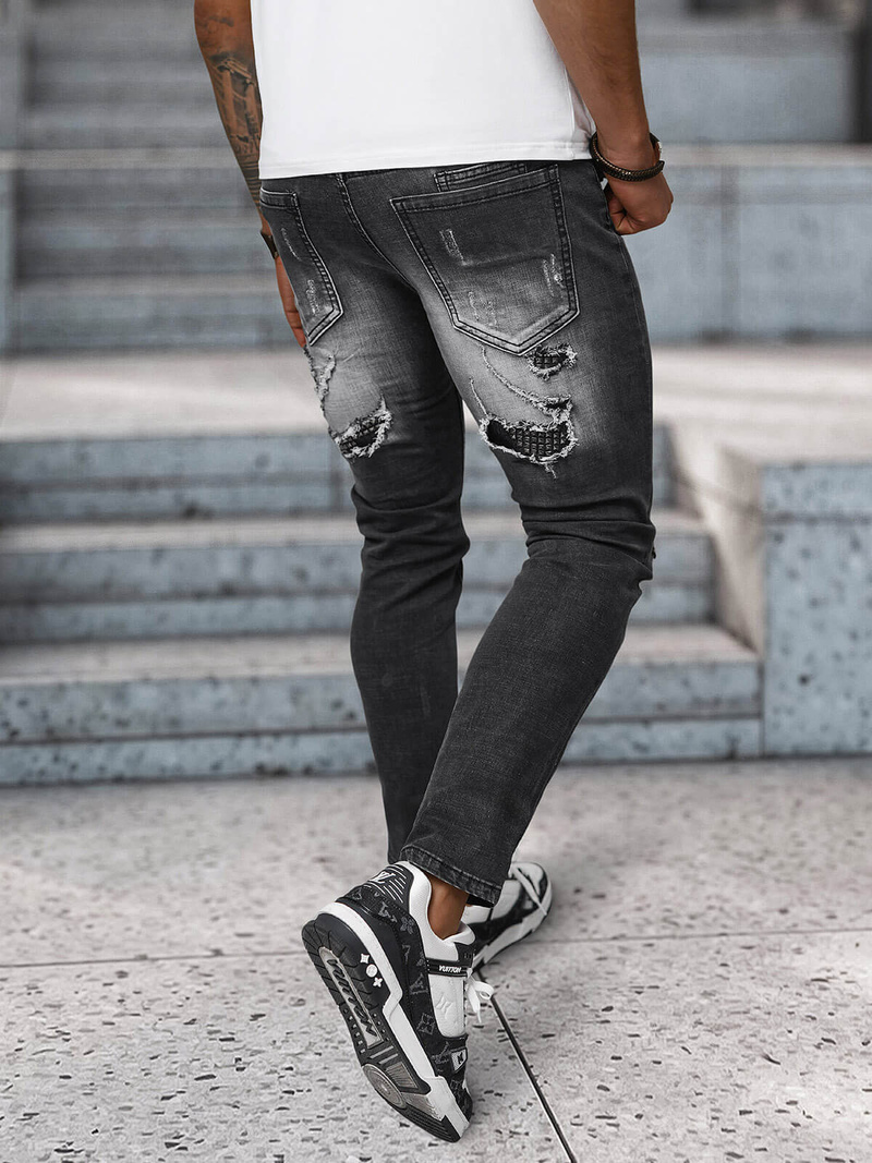 Spodnie jeansowe męskie slim fit czarne OZONEE NB/MP0152N