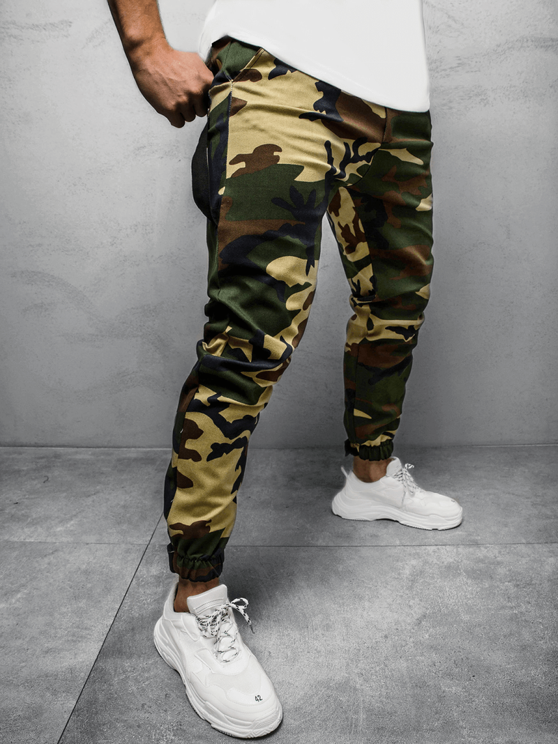 Spodnie męskie chino joggery moro-zielone OZONEE C/109