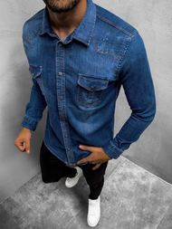 Koszula męska jeansowa niebieska OZONEE O/1697Z