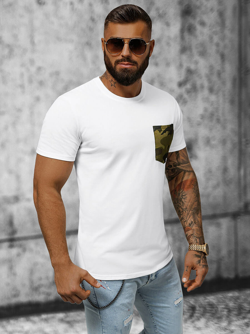 T-shirt męski biały OZONEE JS/8T85/2Z