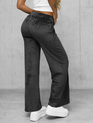 Spodnie damskie welurowe z szeroką nogawką grafitowe OZONEE JS/92K531/5