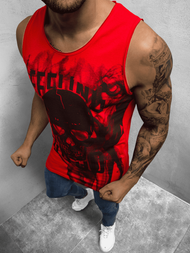 Koszulka bez rękawów męska z nadrukiem czerwony OZONEE O/1259Z