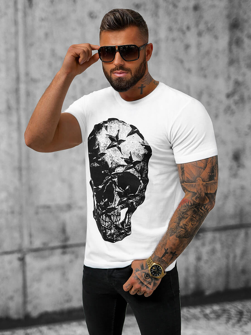 T-shirt męski biały OZONEE O/T121/1Z