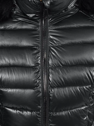 Kurtka zimowa damska z futerkiem srebrna OZONEE O/DK030/45