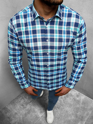 Koszula męska w kratę kolorowa OZONEE O/1122