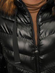 Kurtka zimowa damska z futerkiem czarno-brązowa OZONEE JS/M778/392A