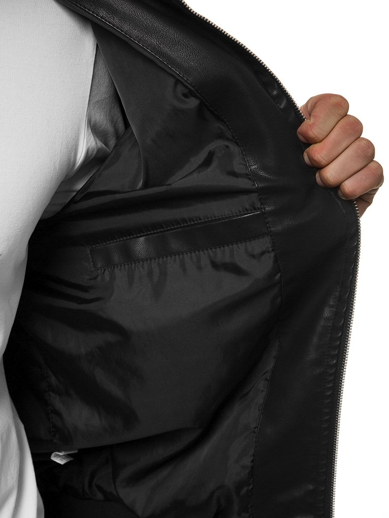 Kurtka skórzana męska czarna OZONEE JB/JP1147Z