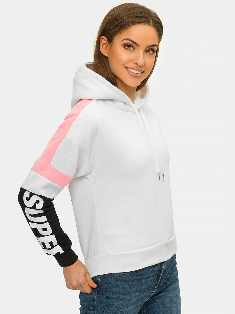 Bluza z kapturem damska biała OZONEE JS/B26029