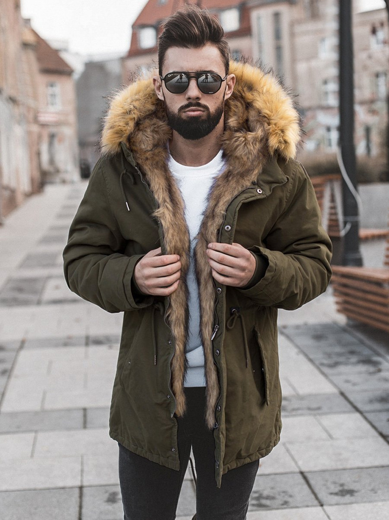 Kurtka zimowa męska z futerkiem zielona OZONEE O/5578Z