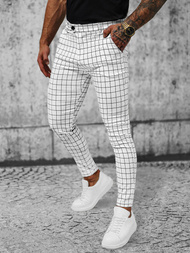 Spodnie męskie chino materiałowe białe OZONEE O/P4024