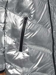 Kurtka zimowa damska parka z futerkiem srebrna OZONEE JS/M23069/2