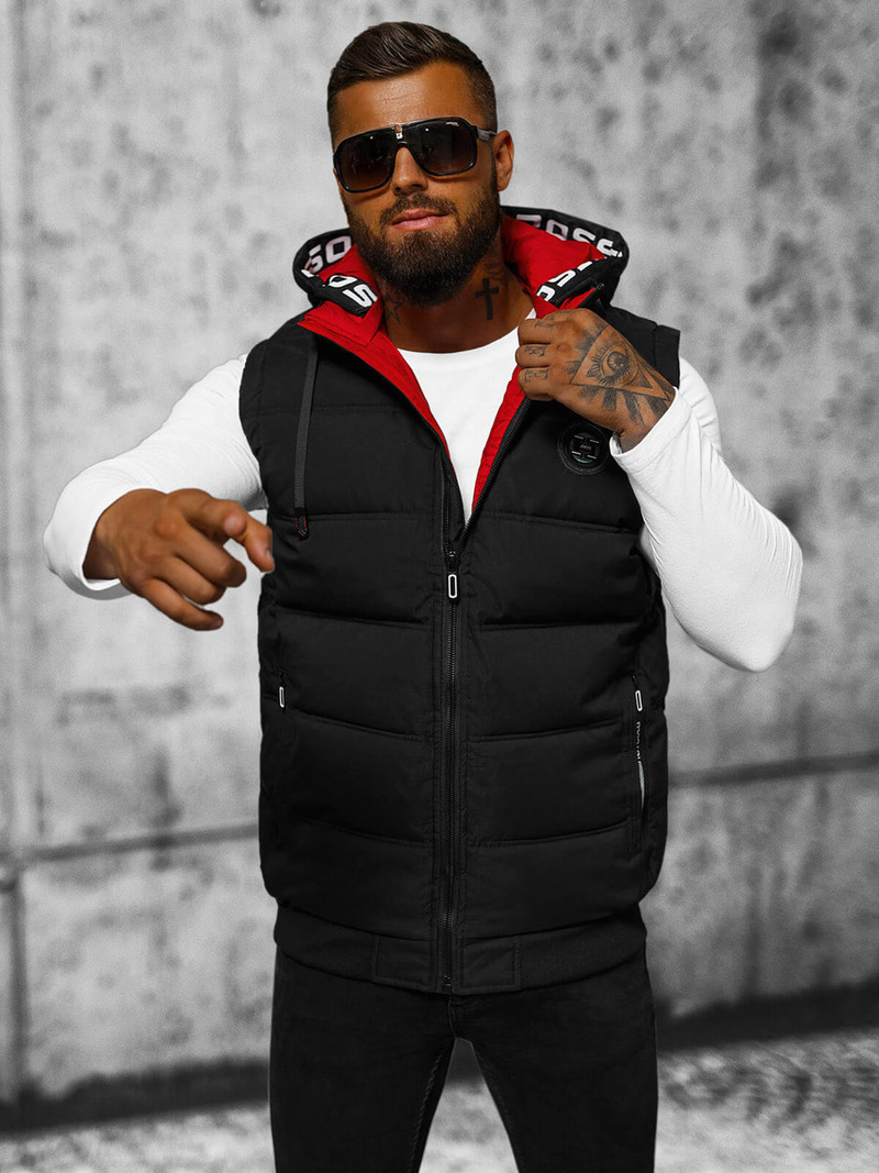 Kamizelka męska z kapturem czarna OZONEE JS/84M3027/392