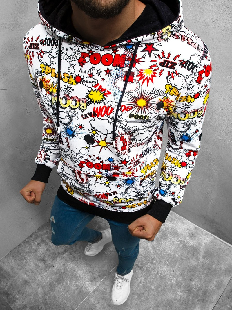 Bluza z kapturem męska biała OZONEE O/BZ1004Z