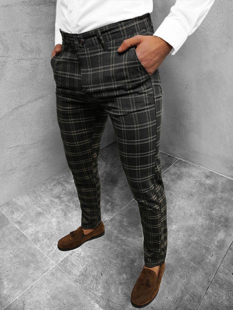 Spodnie męskie chino materiałowe grafitowe OZONEE DJ/5633