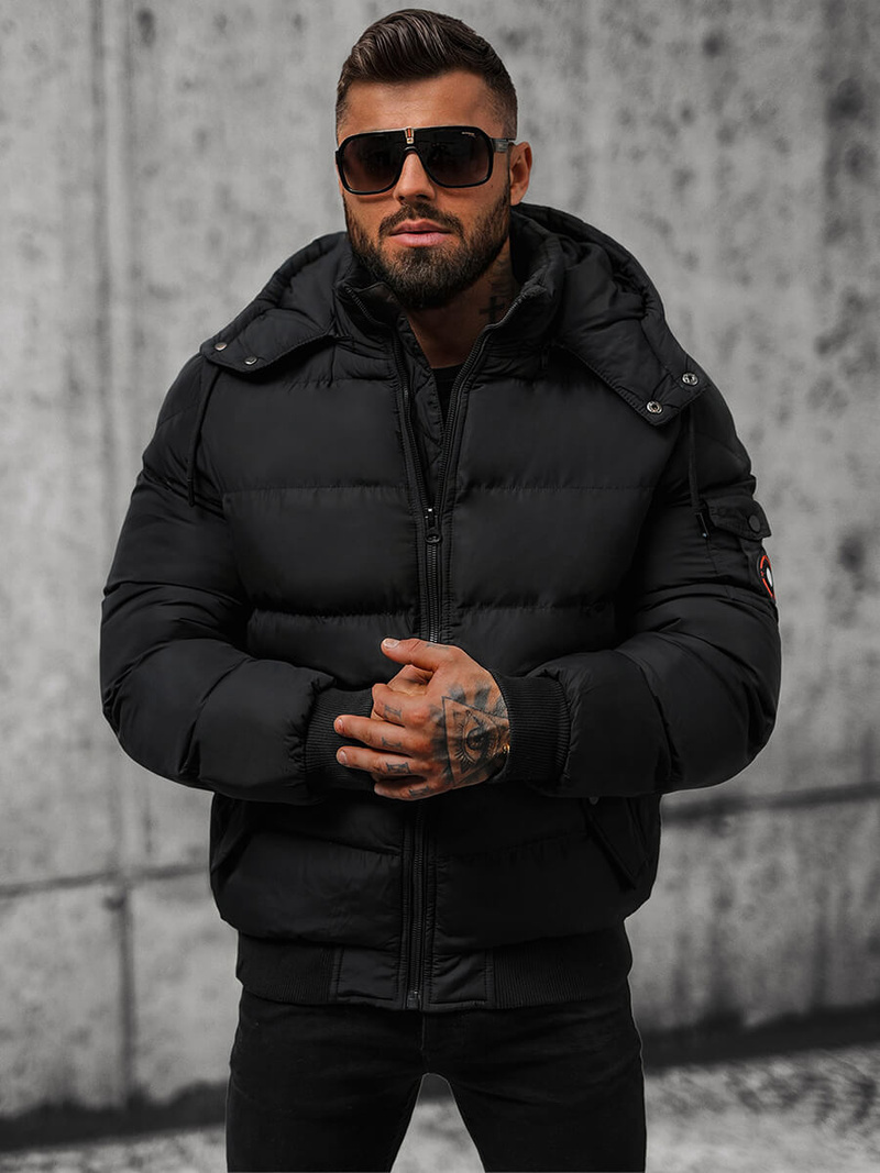 Kurtka zimowa męska pikowana czarna OZONEE JS/27M8111