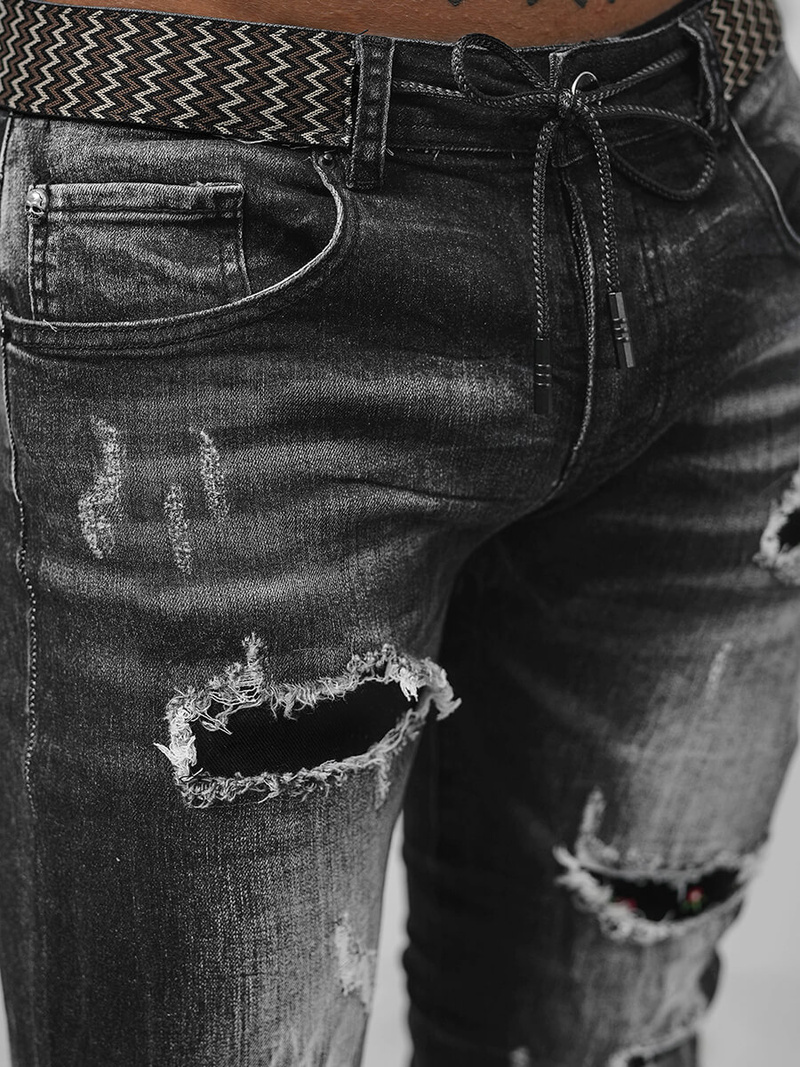 Spodnie jeansowe męskie czarne OZONEE NB/MP0026GZ