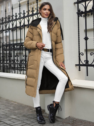 Płaszcz zimowy damski pikowany camelowy OZONEE JS/5M3178/84Z