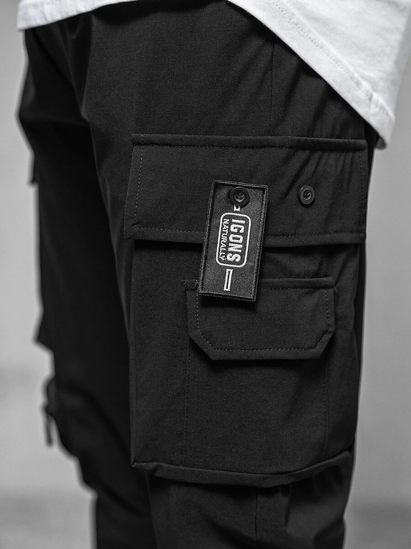 Spodnie męskie chino joggery czarne OZONEE O/PS5520
