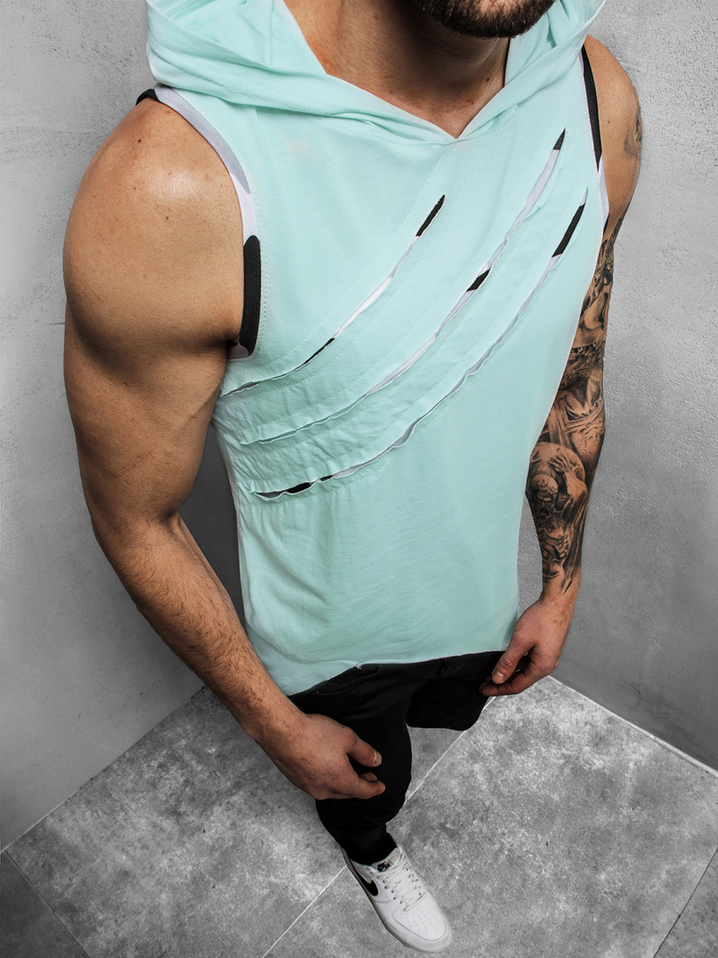 T-Shirt z kapturem męski miętowy OZONEE O/1254Z