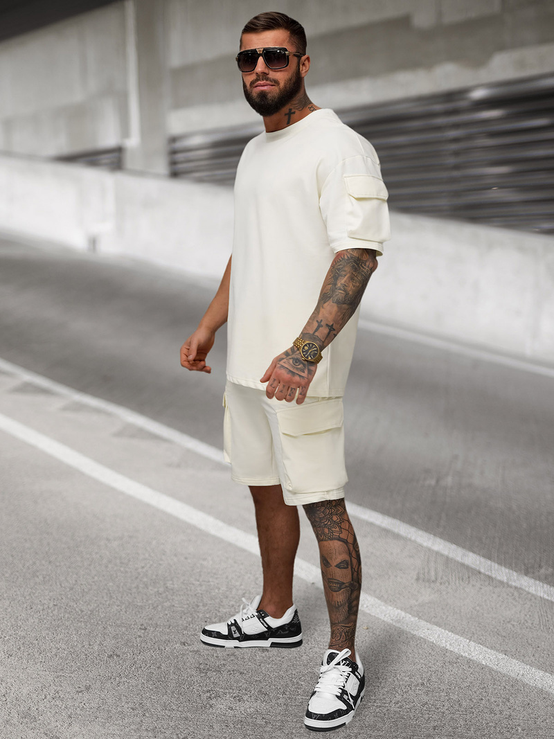 Komplet dresowy męski loose fit ecru OZONEE JS/27C6535/1