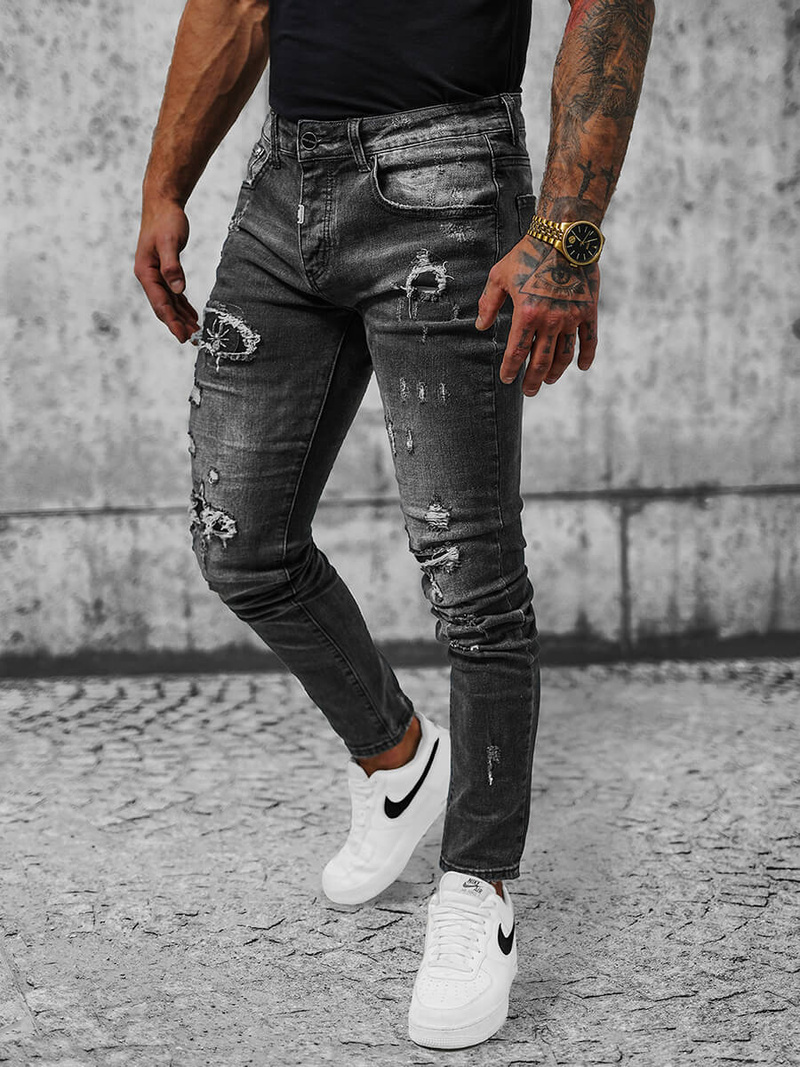 Spodnie jeansowe męskie czarne OZONEE NB/MP0166N