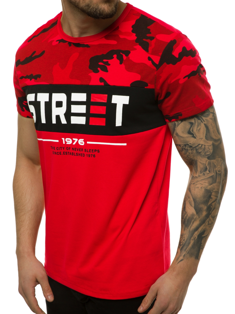 T-Shirt męski czerwony OZONEE JS/SS11105