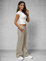 Spodnie jeansowe damskie wide leg ecru OZONEE O/330098