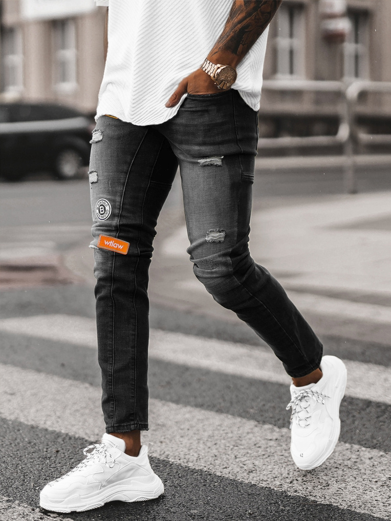 Spodnie jeansowe męskie czarne OZONEE NB/MP0047NZ