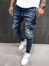 Spodnie jeansowe joggery męskie niebieskie OZONEE O/B5787