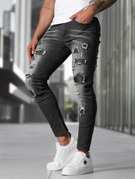 Spodnie jeansowe męskie slim fit czarne OZONEE NB/MP0152NZ