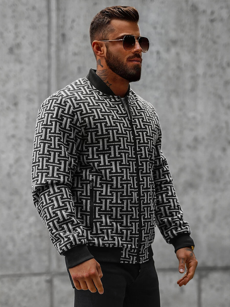 Kurtka męska bomberka czarno-szara OZONEE O/3A55