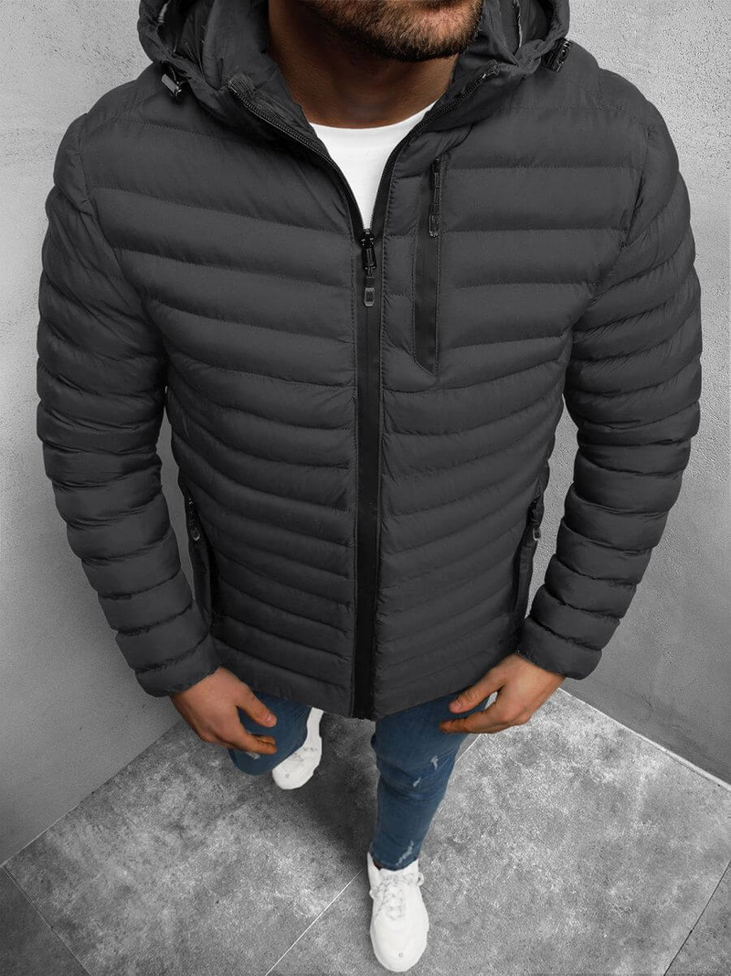 Kurtka zimowa męska pikowana grafitowa OZONEE JS/M13057/105Z