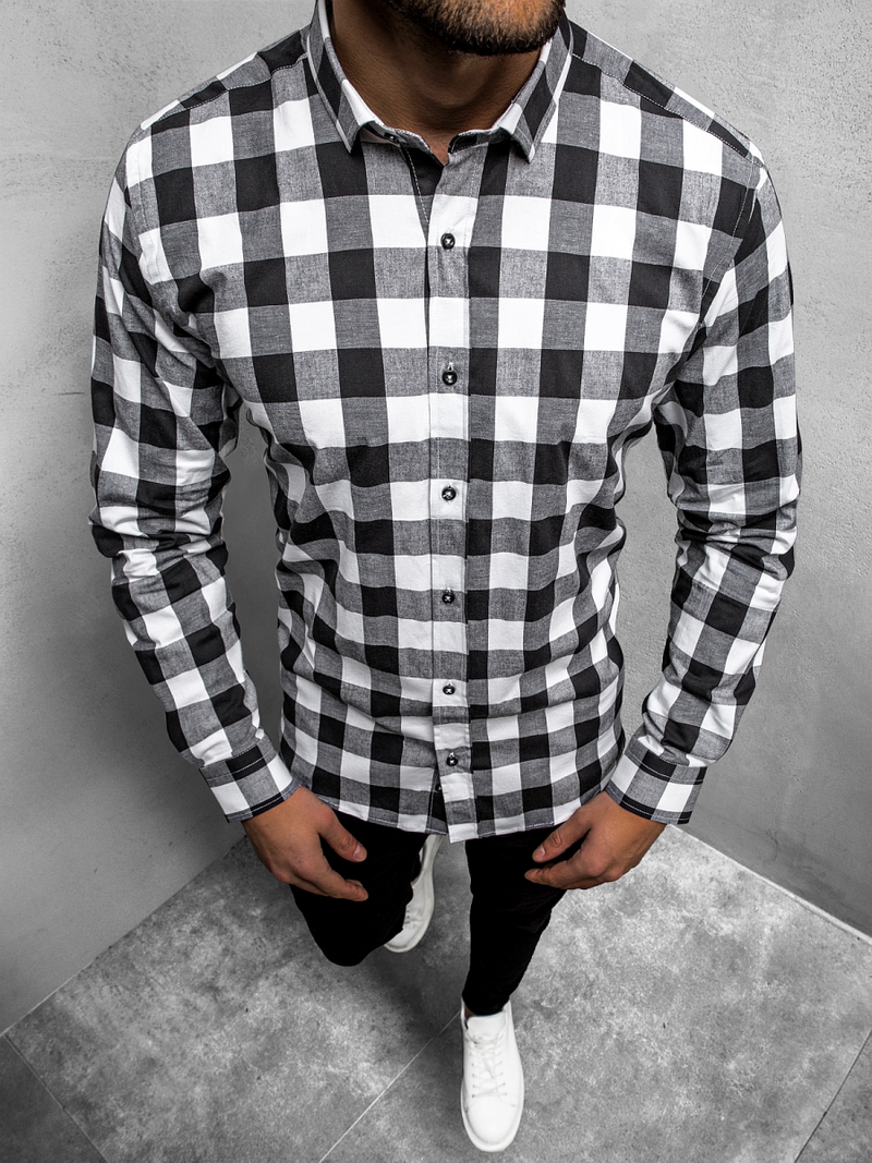 Сорочка чоловіча Чорно-Бiла OZONEE O/3011/13