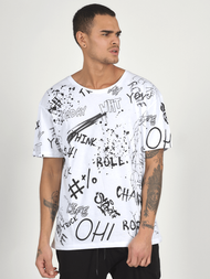 T-Shirt męski z nadrukiem biały OZONEE MR/21530