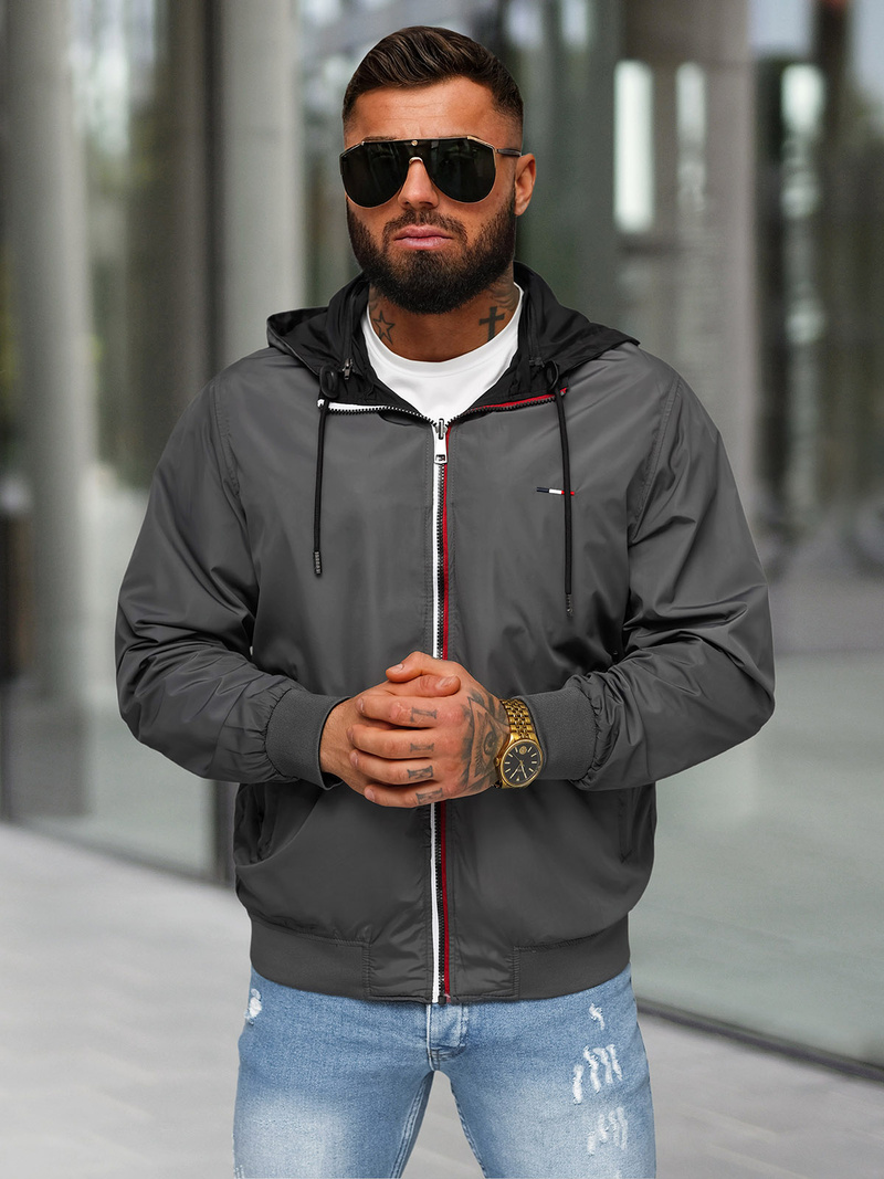 Чоловіча двостороння куртка чорна OZONEE JS/16M9207/392